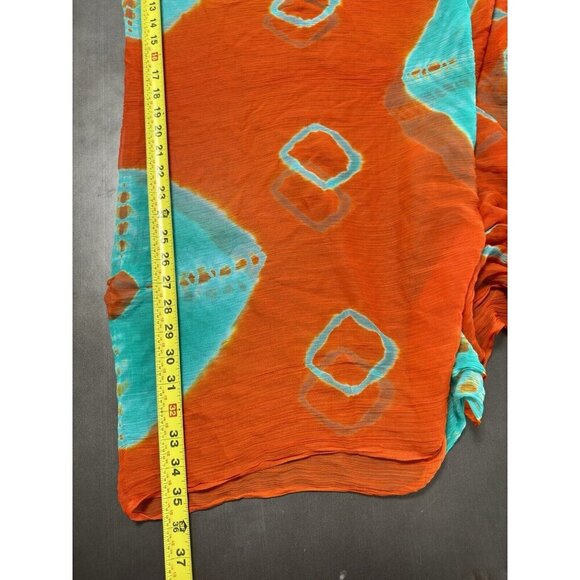 RaJ Red‎ Green Sheer Silk Tie Dye Rectangle Scarf Statement Scarf Lagenlook - Picture 6 of 7